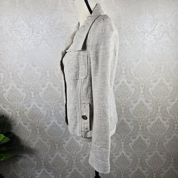 Weekend by Max Mara Size 10 Cream Colored 3 Button Blazer Linen Cotton Blend - Picture 7 of 16